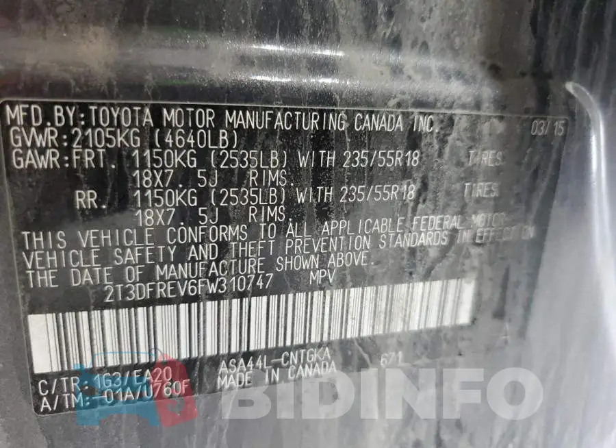 2T3DFREV6FW310747 Photo# 13