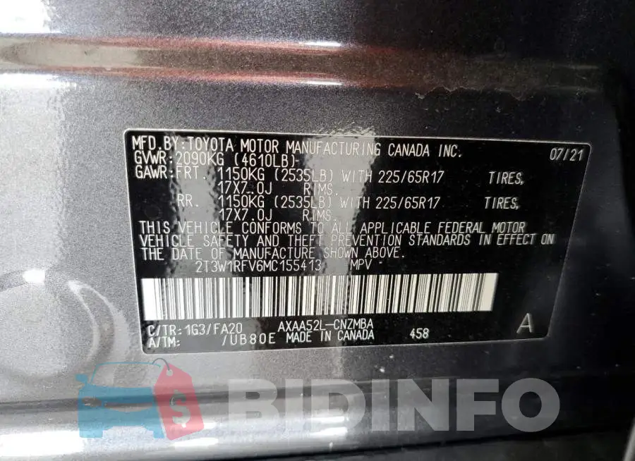 2T3W1RFV6MC155413 Photo# 13