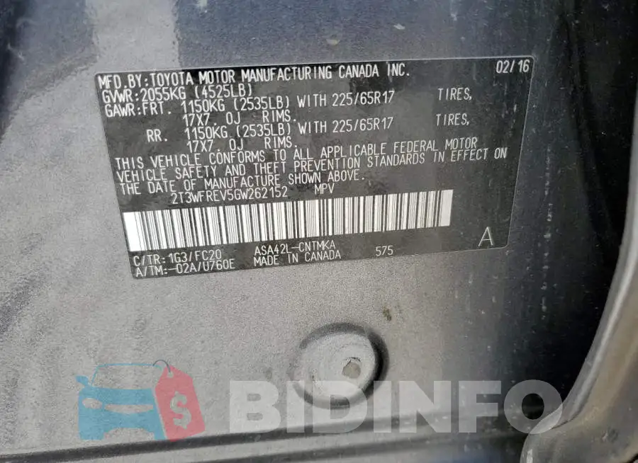 2T3WFREV5GW262152 Photo# 13