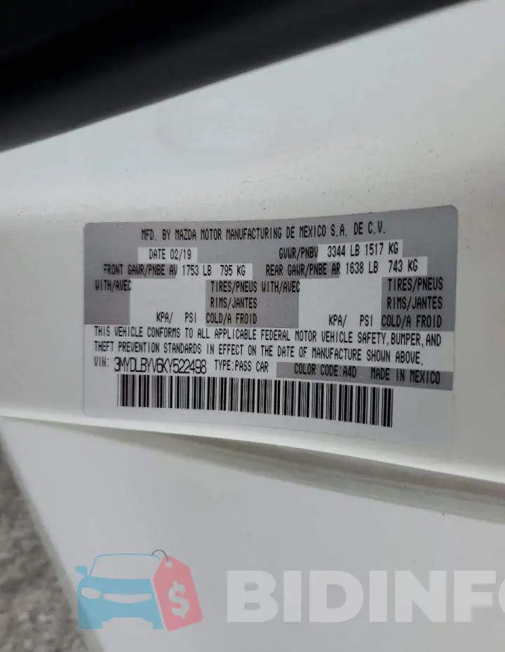 3MYDLBYV6KY522498 Photo# 12