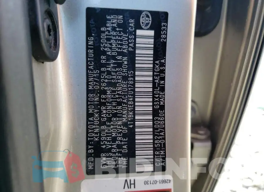 4T1BK1EB4FU178915 Photo# 12