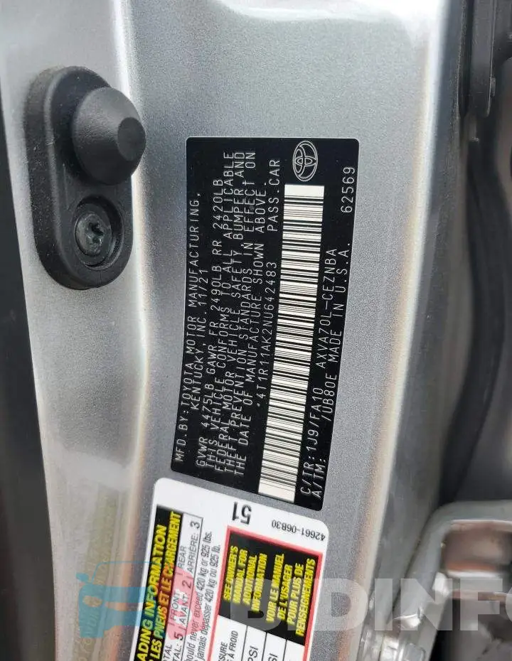 4T1R11AK2NU642483 Photo# 12