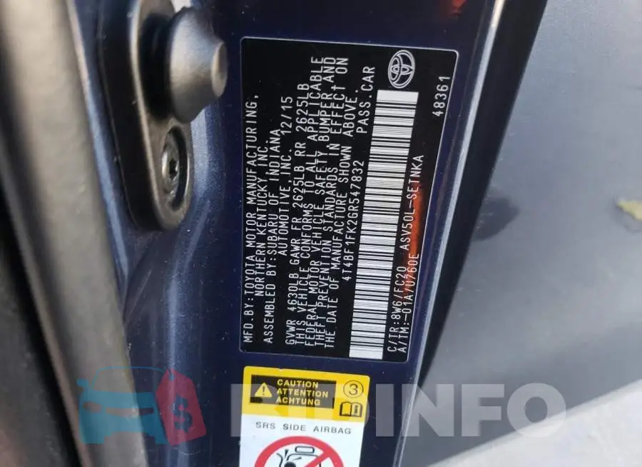 4T4BF1FK2GR547832 Photo# 12