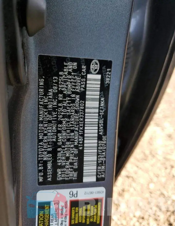 4T4BF1FKXER337802 Photo# 12