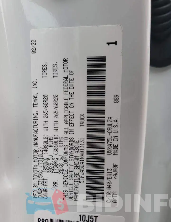 5TFJA5DA1NX013131 Photo# 13
