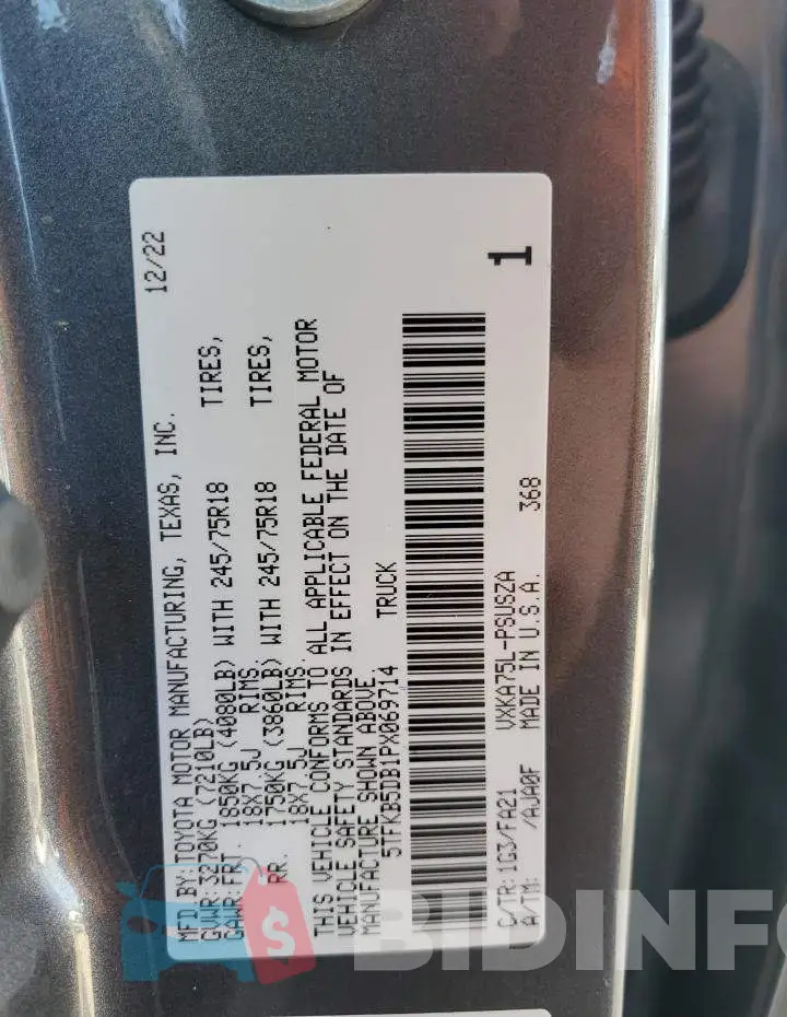 5TFKB5DB1PX069714 Photo# 12
