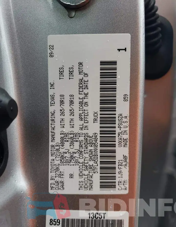 5TFLA5DBXNX054049 Photo# 12