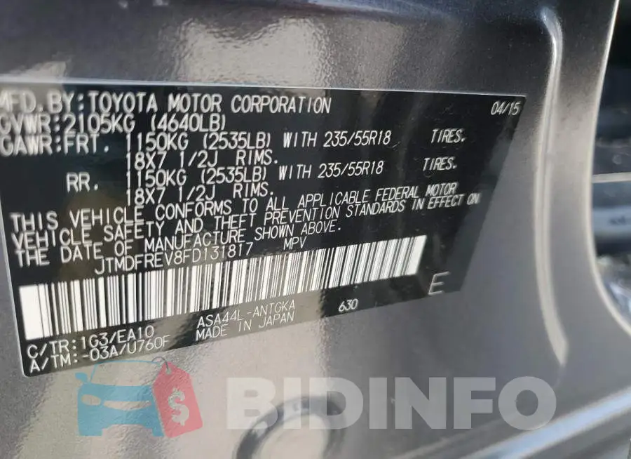 JTMDFREV8FD131817 Photo# 13