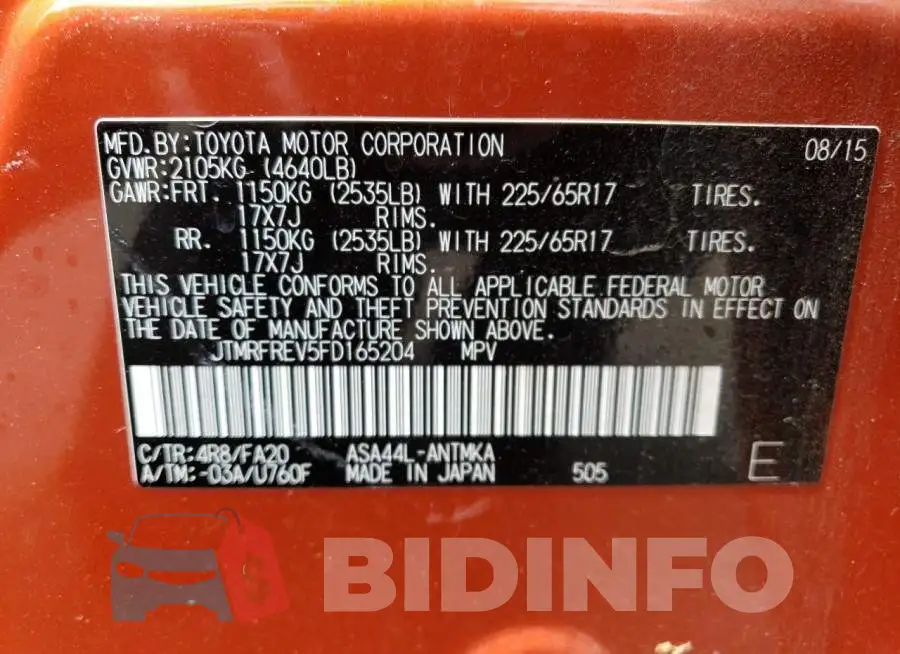 JTMRFREV5FD165204 Photo# 13