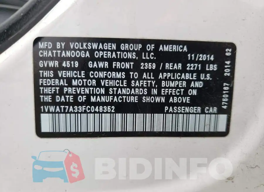 1VWAT7A33FC048352 Photo# 12