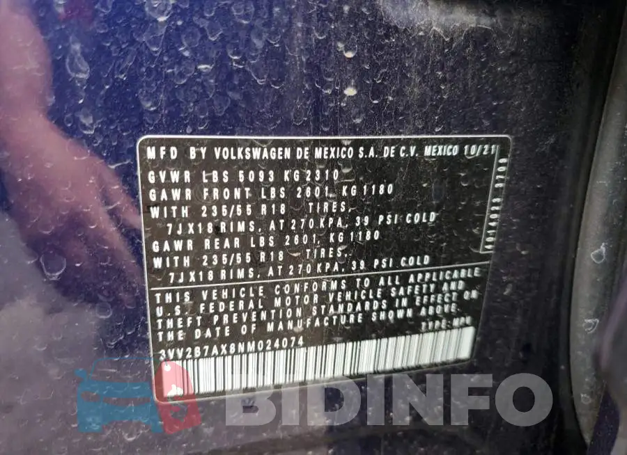 3VV2B7AX8NM024074 Photo# 13