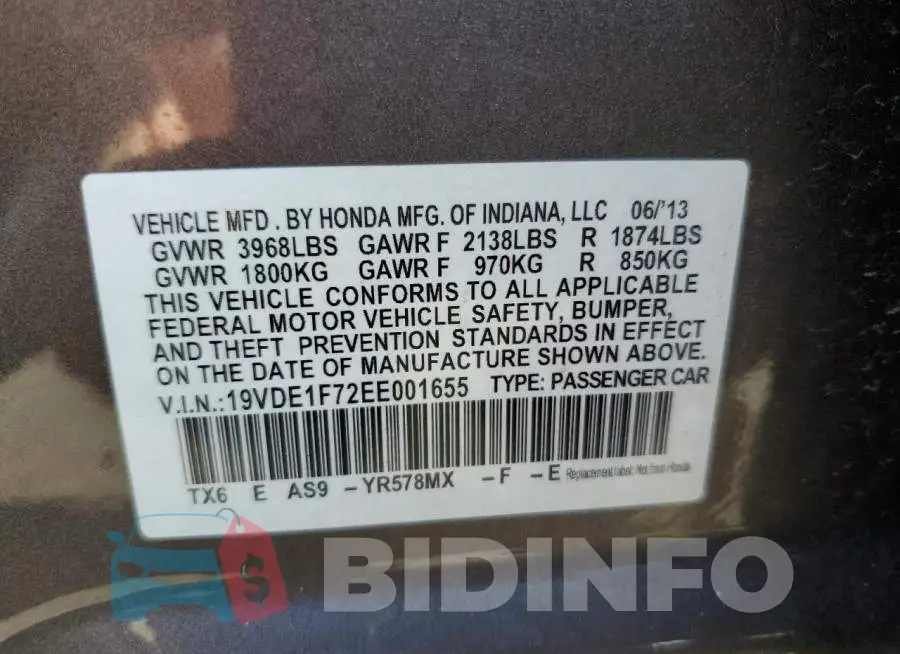 19VDE1F72EE001655 Photo# 12