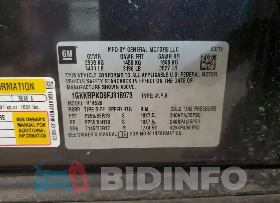 1GKKRPKD9FJ318973 Photo# 13