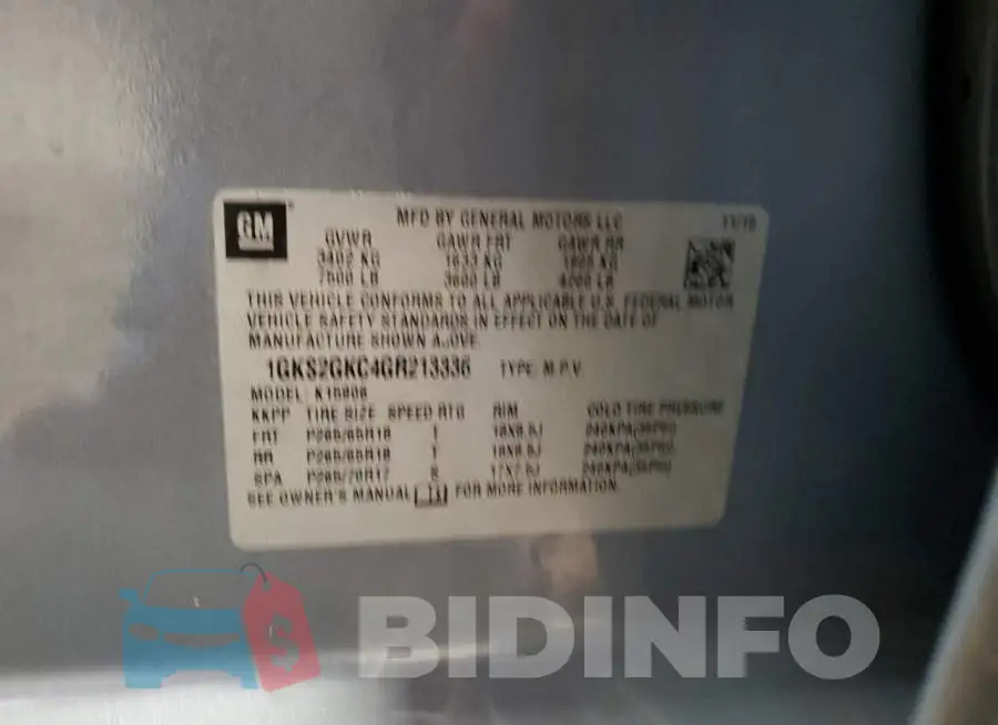 1GKS2GKC4GR213336 Photo# 13