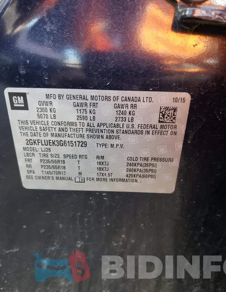 2GKFLUEK3G6151729 Photo# 13