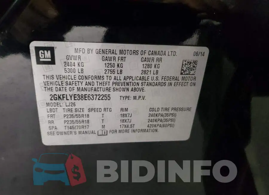 2GKFLYE38E6372255 Photo# 12