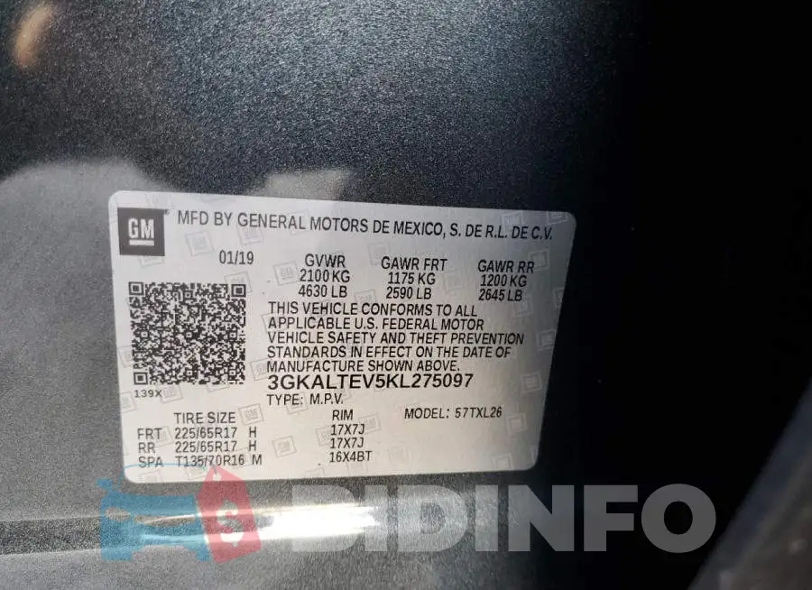 3GKALTEV5KL275097 Photo# 10