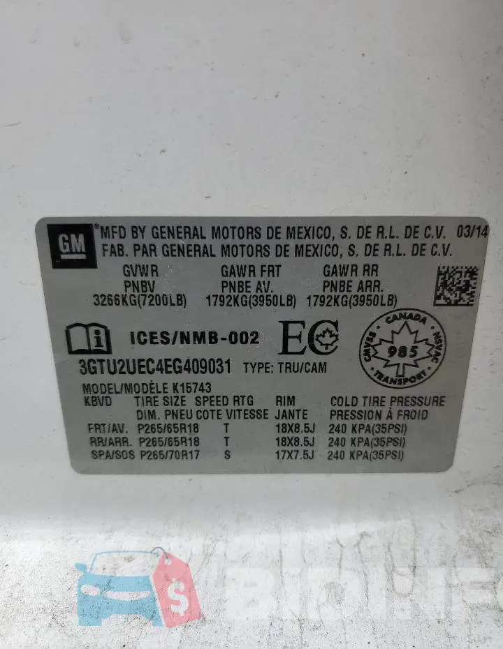 3GTU2UEC4EG409031 Photo# 13