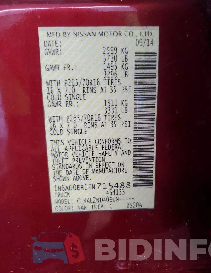 1N6AD0ER1FN715488 Photo# 13