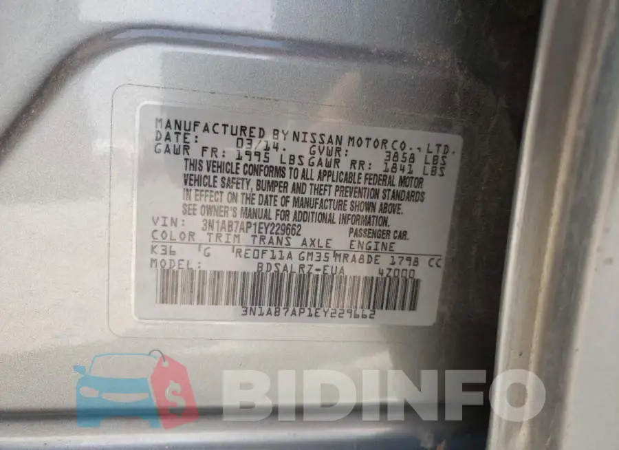 3N1AB7AP1EY229662 Photo# 12