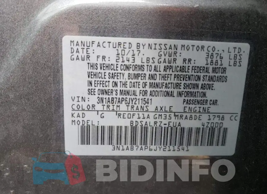 3N1AB7AP6JY211541 Photo# 12