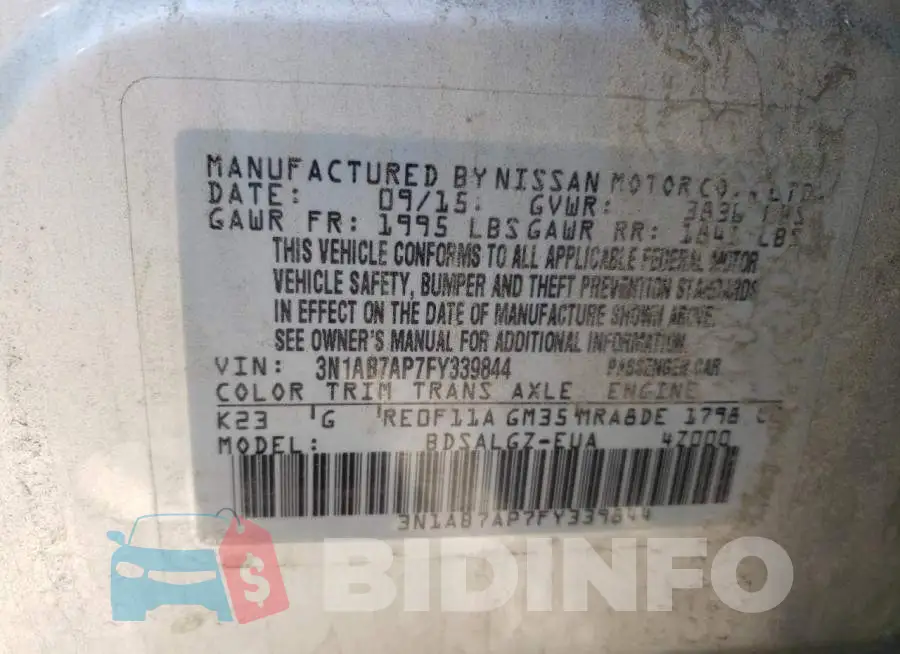 3N1AB7AP7FY339844 Photo# 13