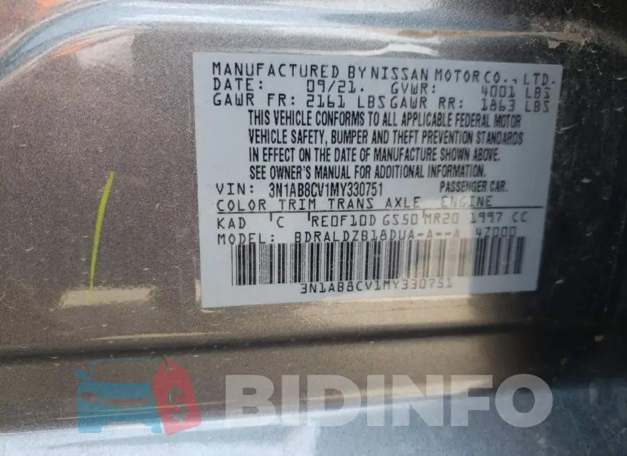 3N1AB8CV1MY330751 Photo# 12