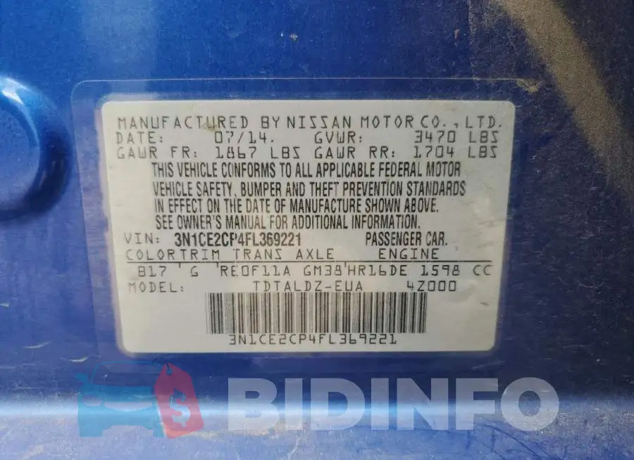 3N1CE2CP4FL369221 Photo# 12