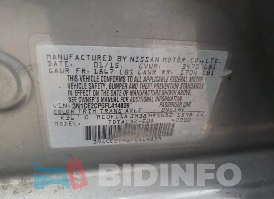3N1CE2CP5FL414859 Photo# 12