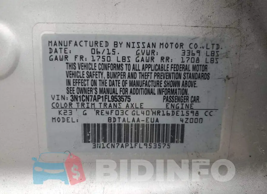 3N1CN7AP1FL953575 Photo# 13