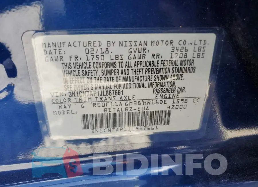 3N1CN7AP1JL867661 Photo# 12