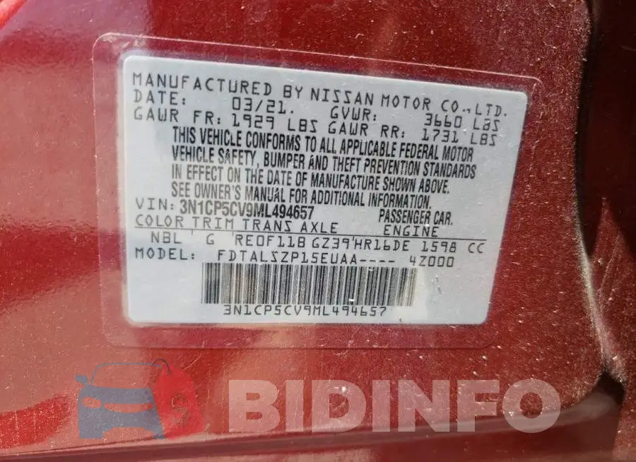 3N1CP5CV9ML494657 Photo# 12