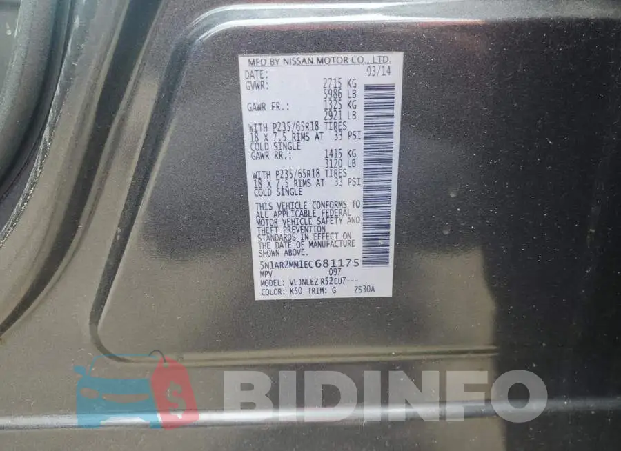 5N1AR2MM1EC681175 Photo# 13