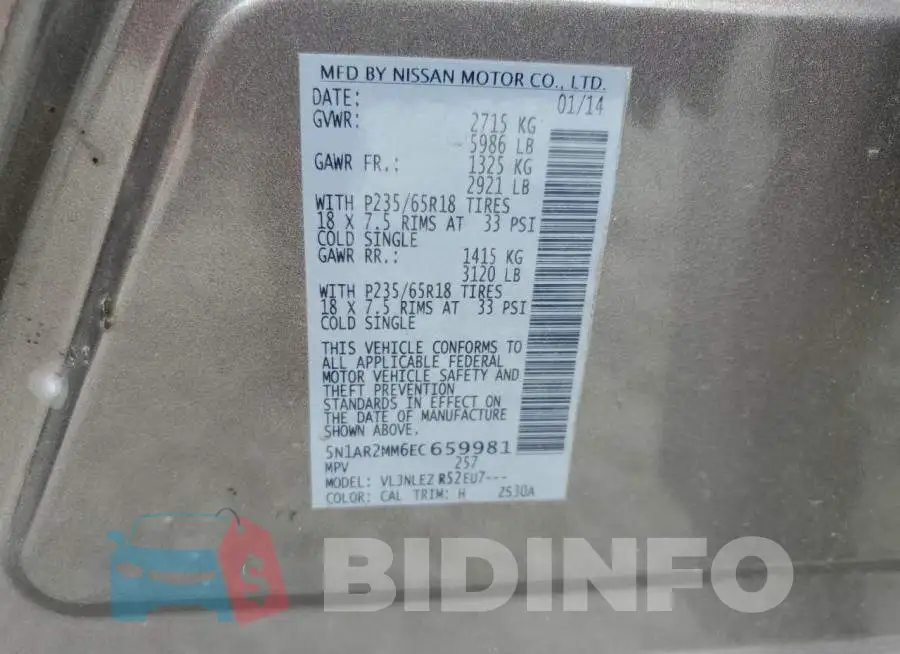 5N1AR2MM6EC659981 Photo# 13