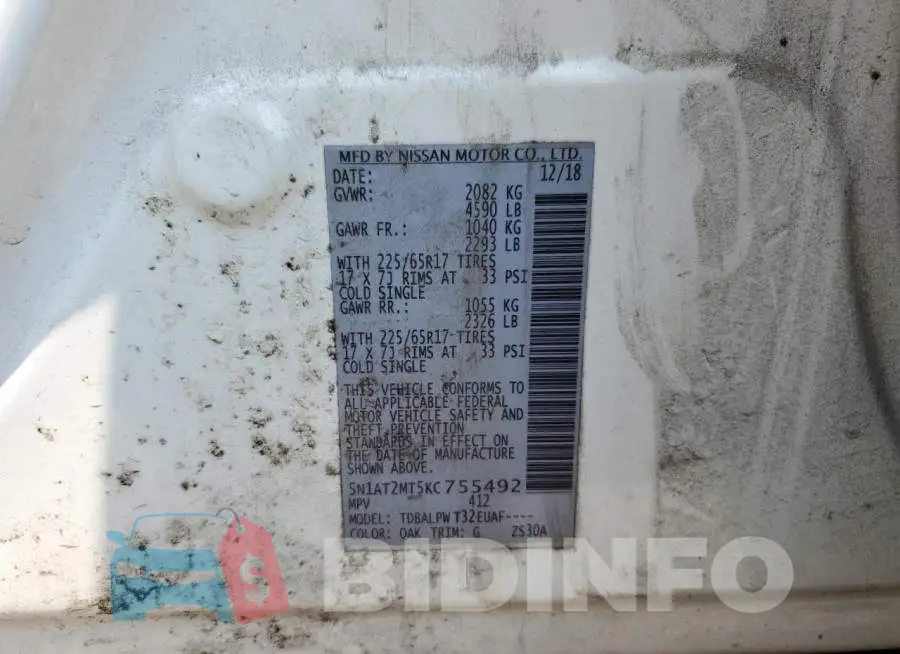 5N1AT2MT5KC755492 Photo# 13