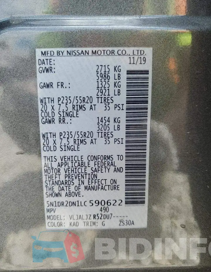 5N1DR2DN1LC590622 Photo# 14
