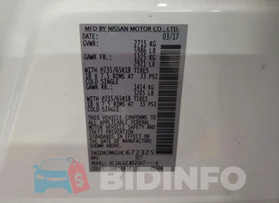 5N1DR2MN1HC672325 Photo# 12