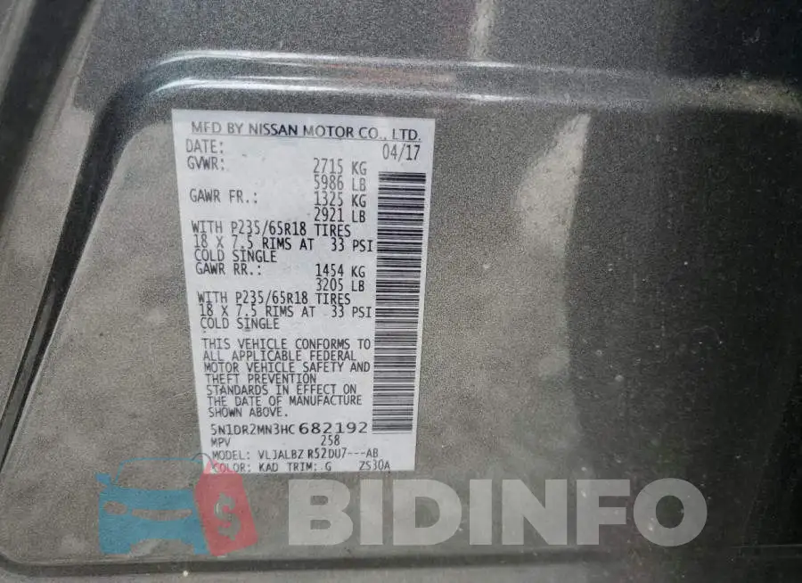 5N1DR2MN3HC682192 Photo# 13