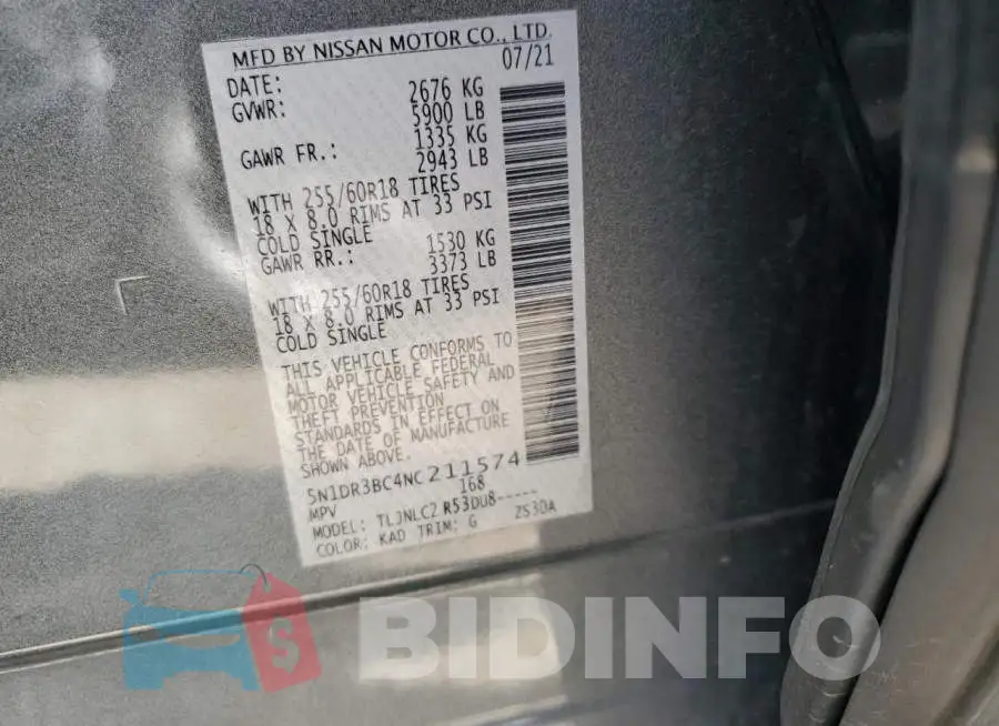 5N1DR3BC4NC211574 Photo# 14