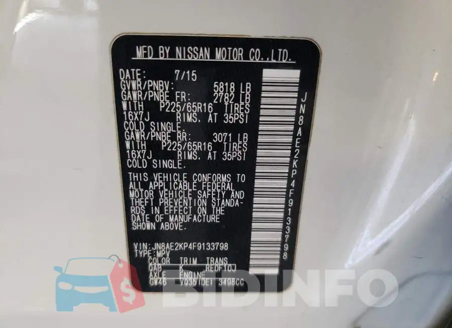 JN8AE2KP4F9133798 Photo# 13