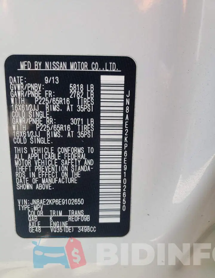 JN8AE2KP6E9102650 Photo# 13