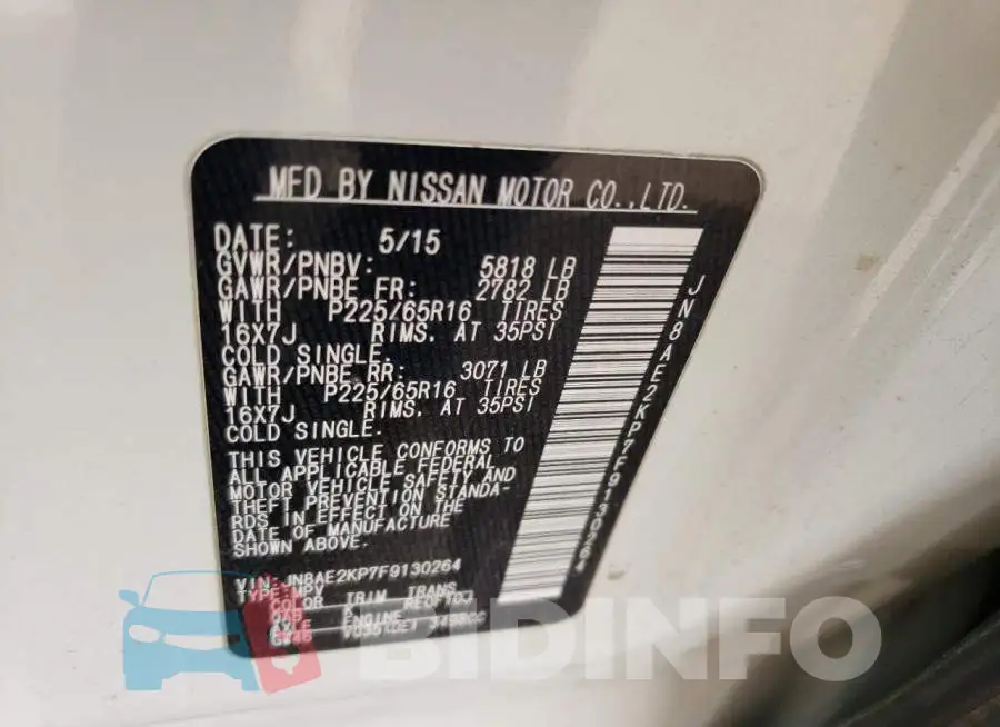 JN8AE2KP7F9130264 Photo# 13