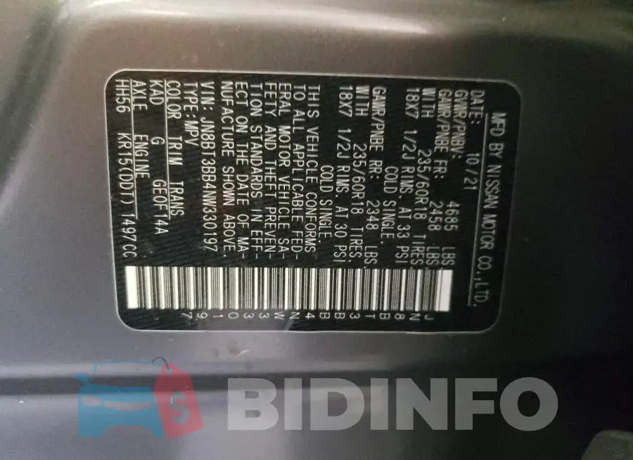 JN8BT3BB4NW330197 Photo# 13
