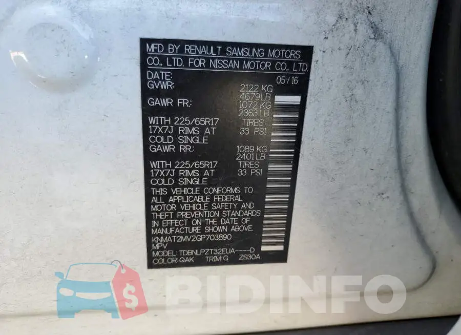 KNMAT2MV2GP703890 Photo# 13