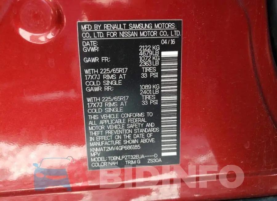 KNMAT2MV4GP686185 Photo# 12