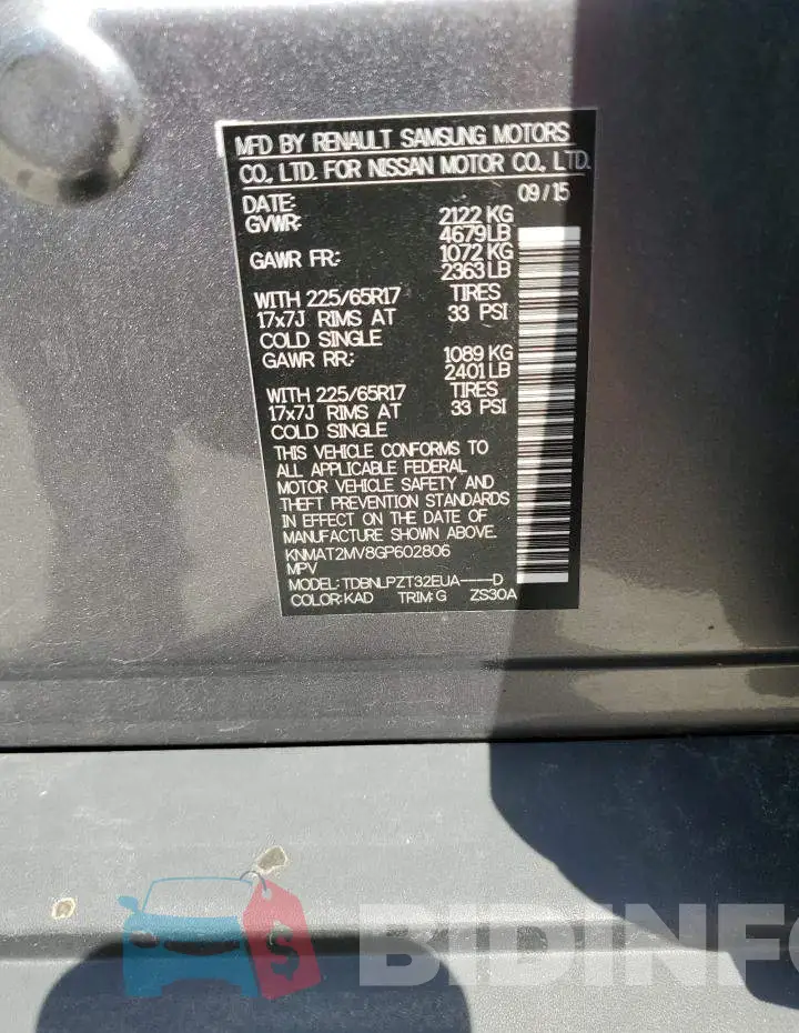 KNMAT2MV8GP602806 Photo# 13
