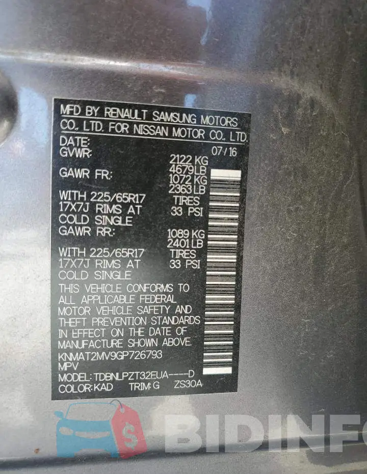 KNMAT2MV9GP726793 Photo# 14