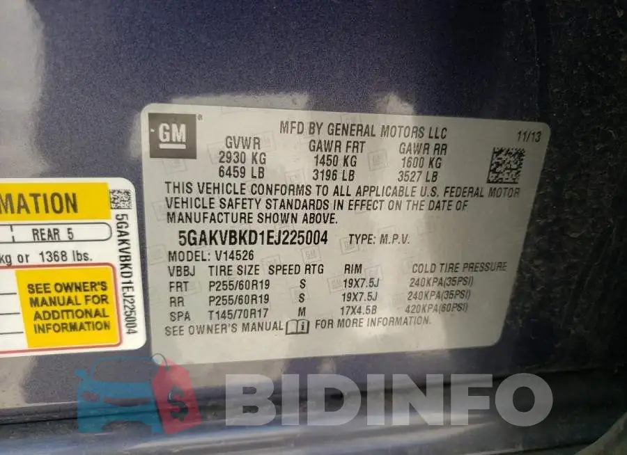 5GAKVBKD1EJ225004 Photo# 12