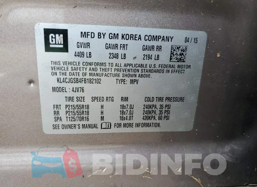 KL4CJGSB4FB182102 Photo# 13