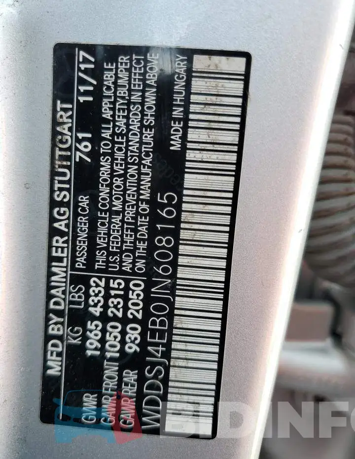 WDDSJ4EB0JN608165 Photo# 13